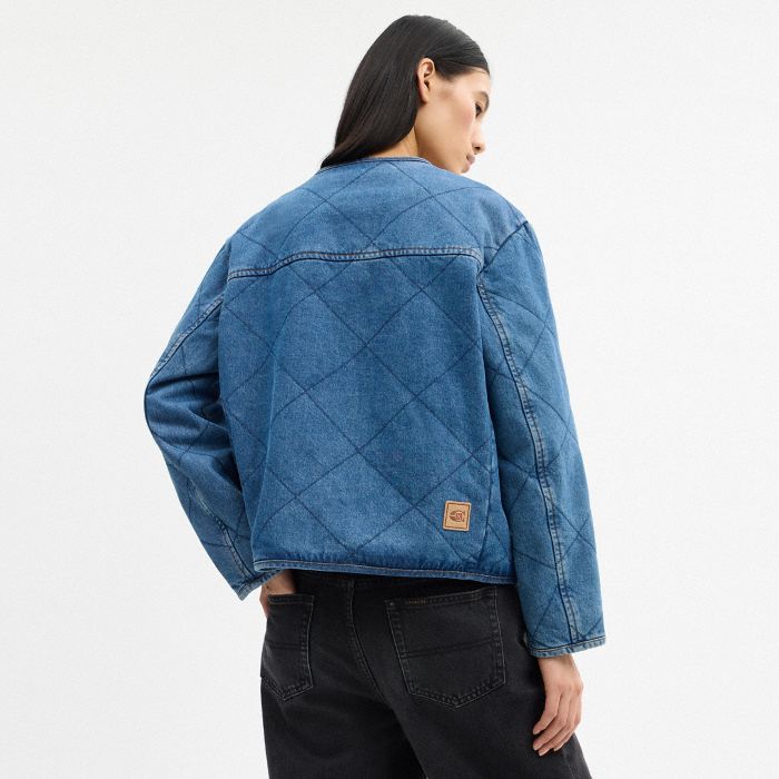 COACH CLOT QUILTED DENIM JACKET