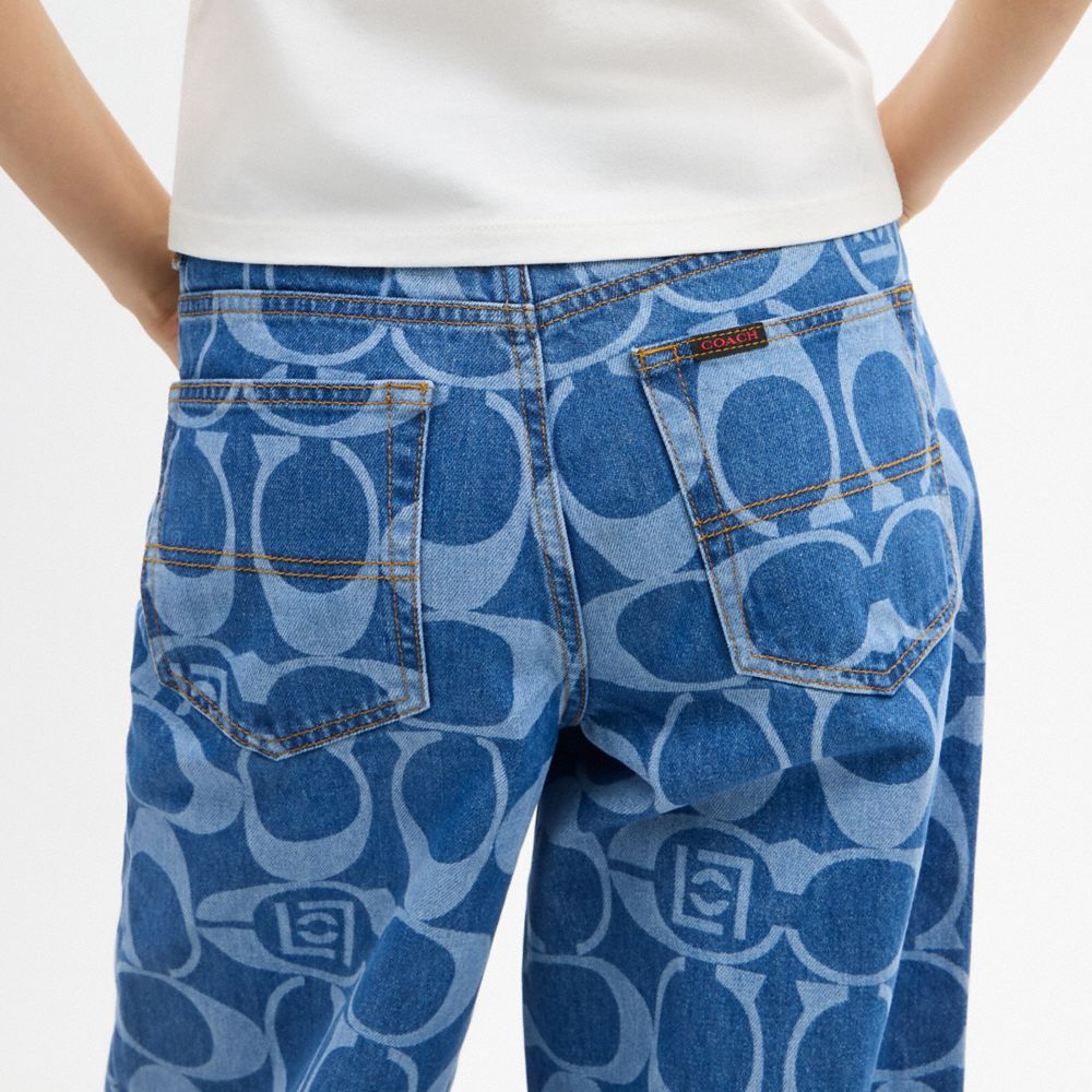 COACH CLOT 經典 SIGNATURE 寬版牛仔褲