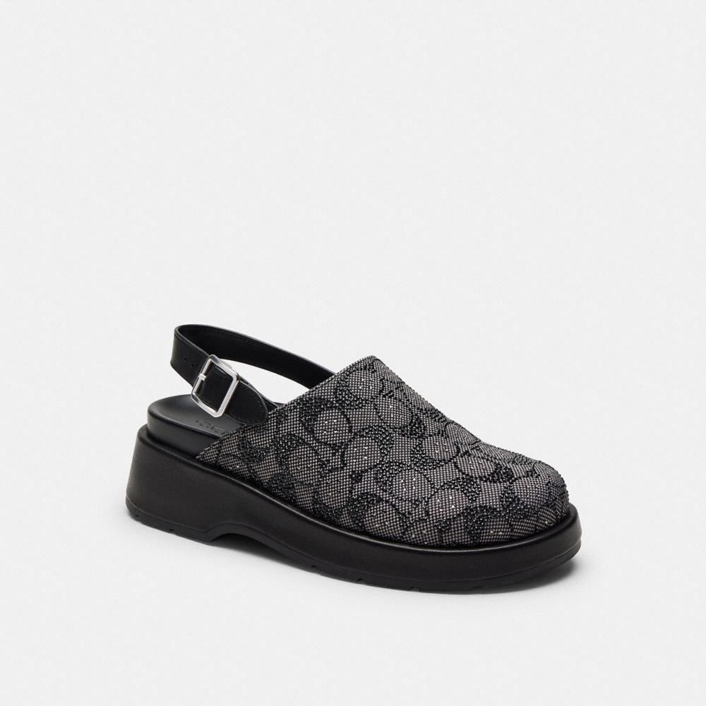 Sculpted C Platform Clog In Crystal Signature Jacquard - CDE63 - Black
