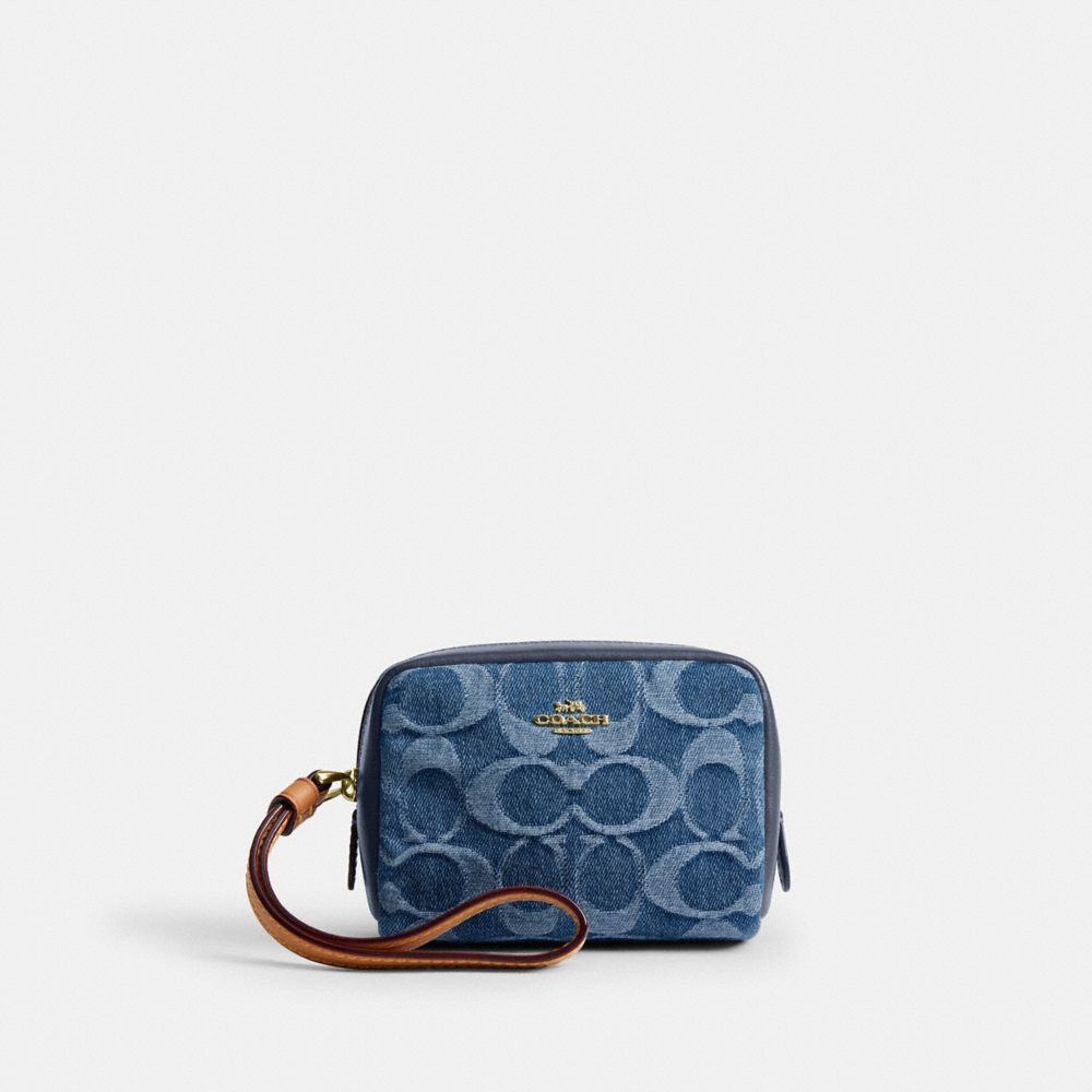希少✨COACH Denim Signature Picture Frame POUCH WRISTLET IN SIGNATURE DENIM