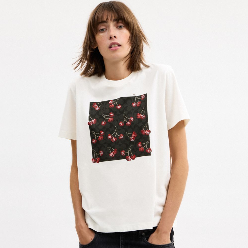 CHERRY SIGNATURE CLASSIC T-SHIRT IN ORGANIC COTTON