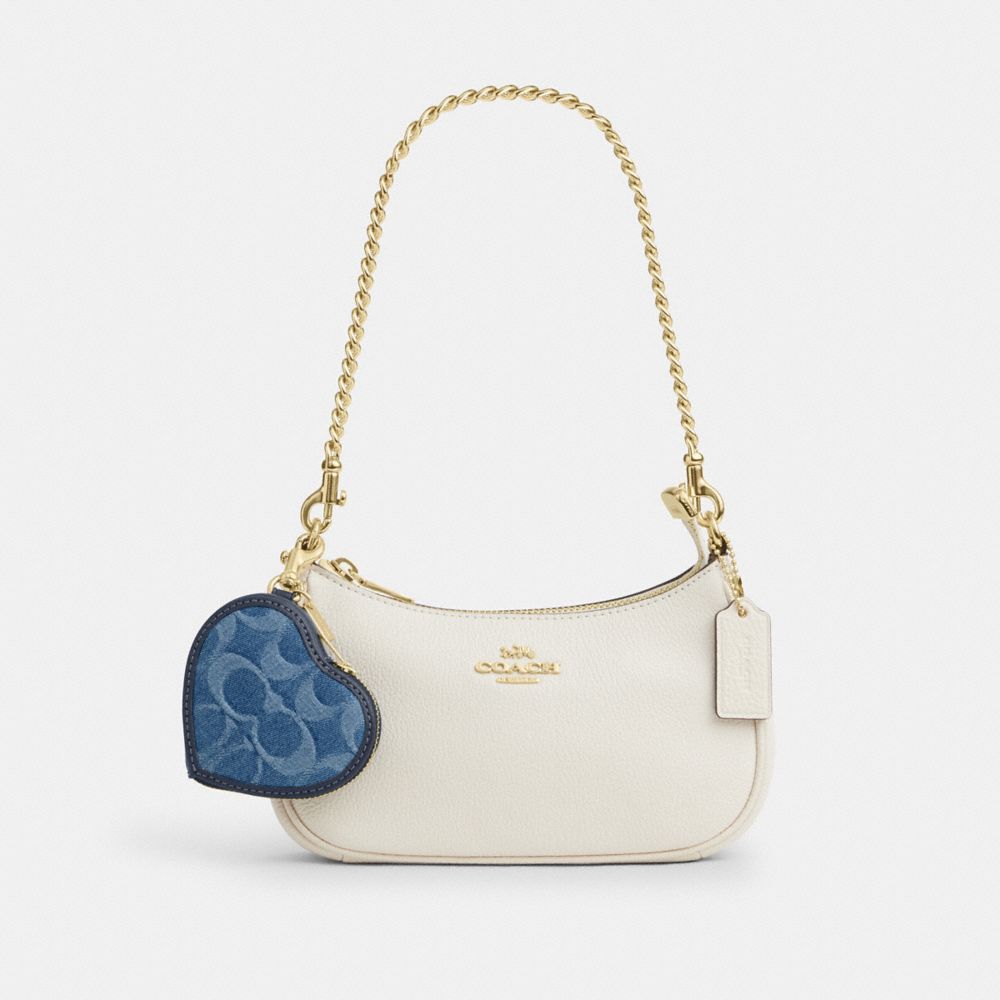 HEART BAG CHARM IN SIGNATURE DENIM