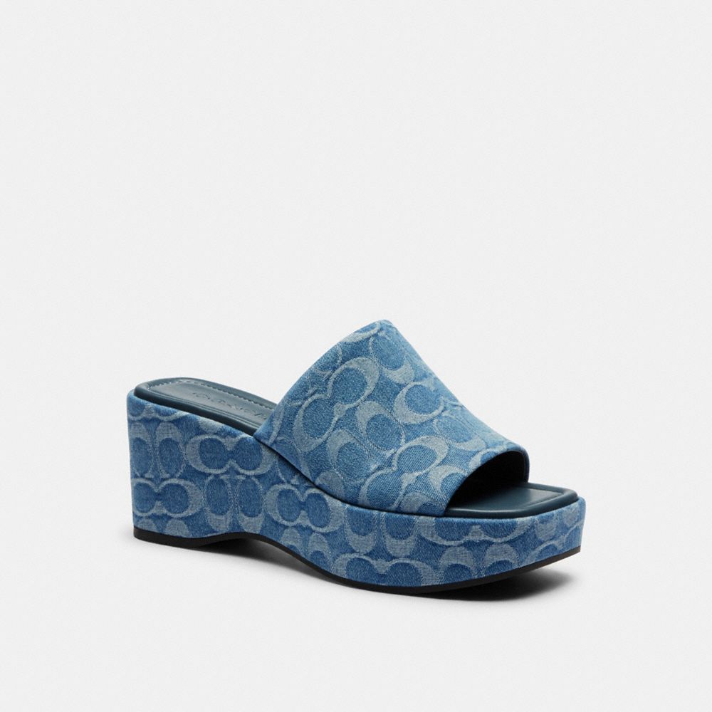 Phoebe Platform Sandal In Signature Denim - CDF69 - Indigo