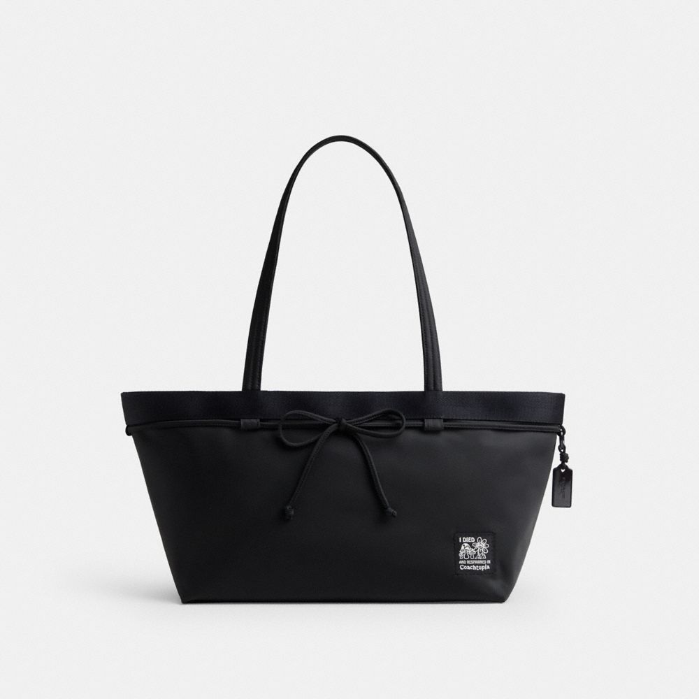 COACH CDG63 Coachtopia Loop Bow Tote Bag BLACK