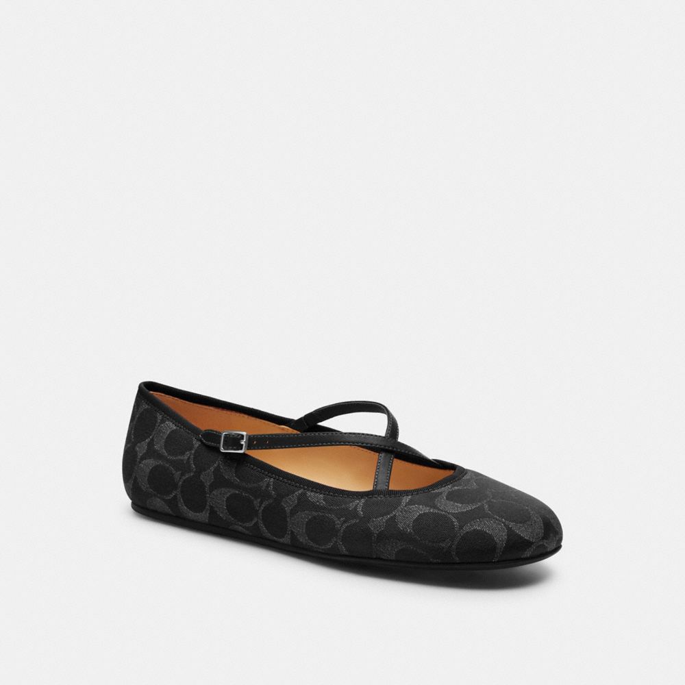 COACH CDG80 Phoebe Ballet Flat In Signature Denim Black