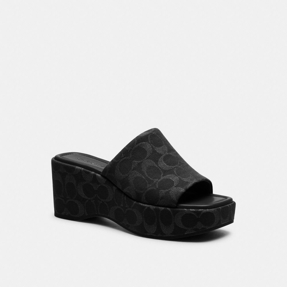 COACH CDG81 Phoebe Platform Sandal In Signature Denim BLACK