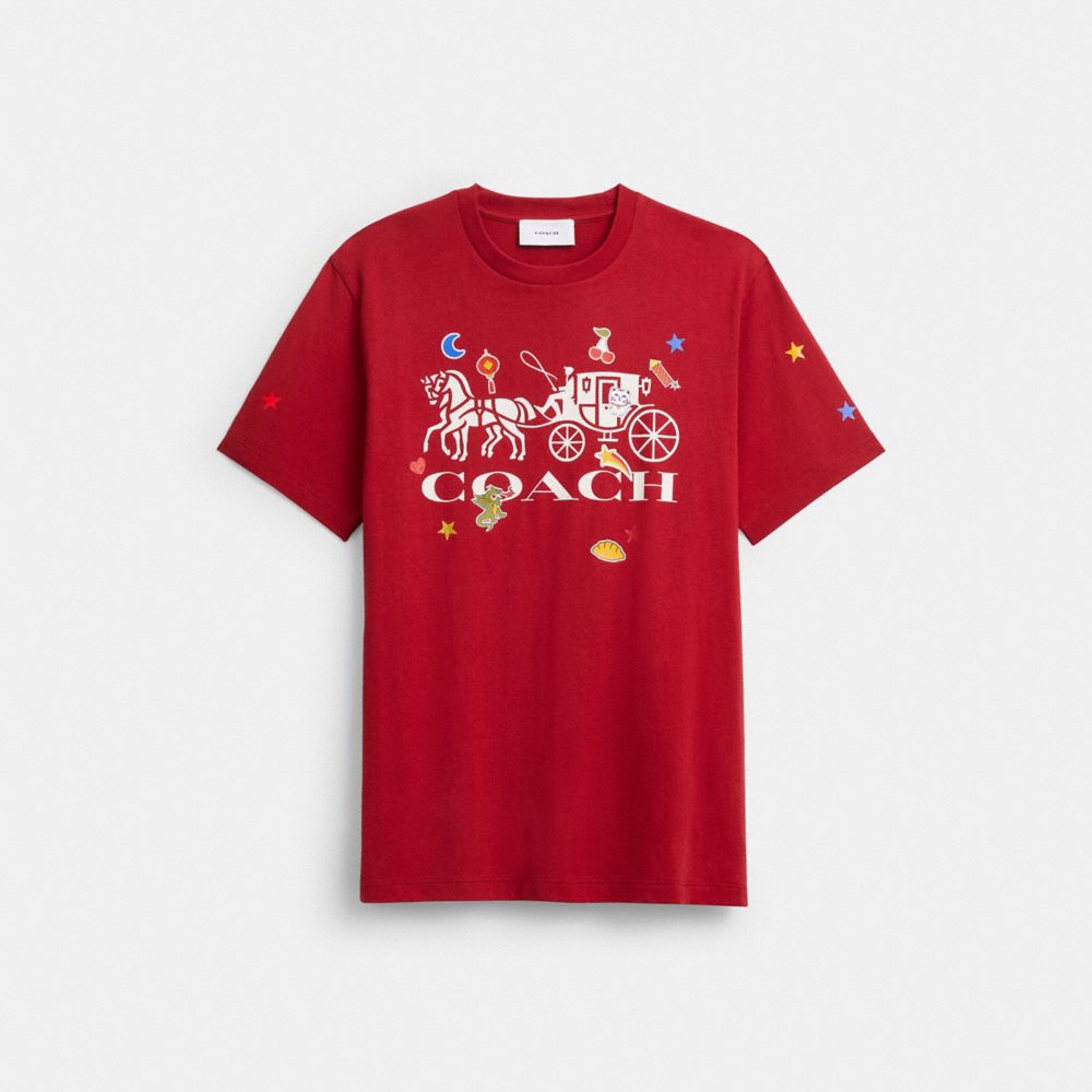 HORSE AND CARRIAGE STICKER T-SHIRT IN ORGANIC COTTON