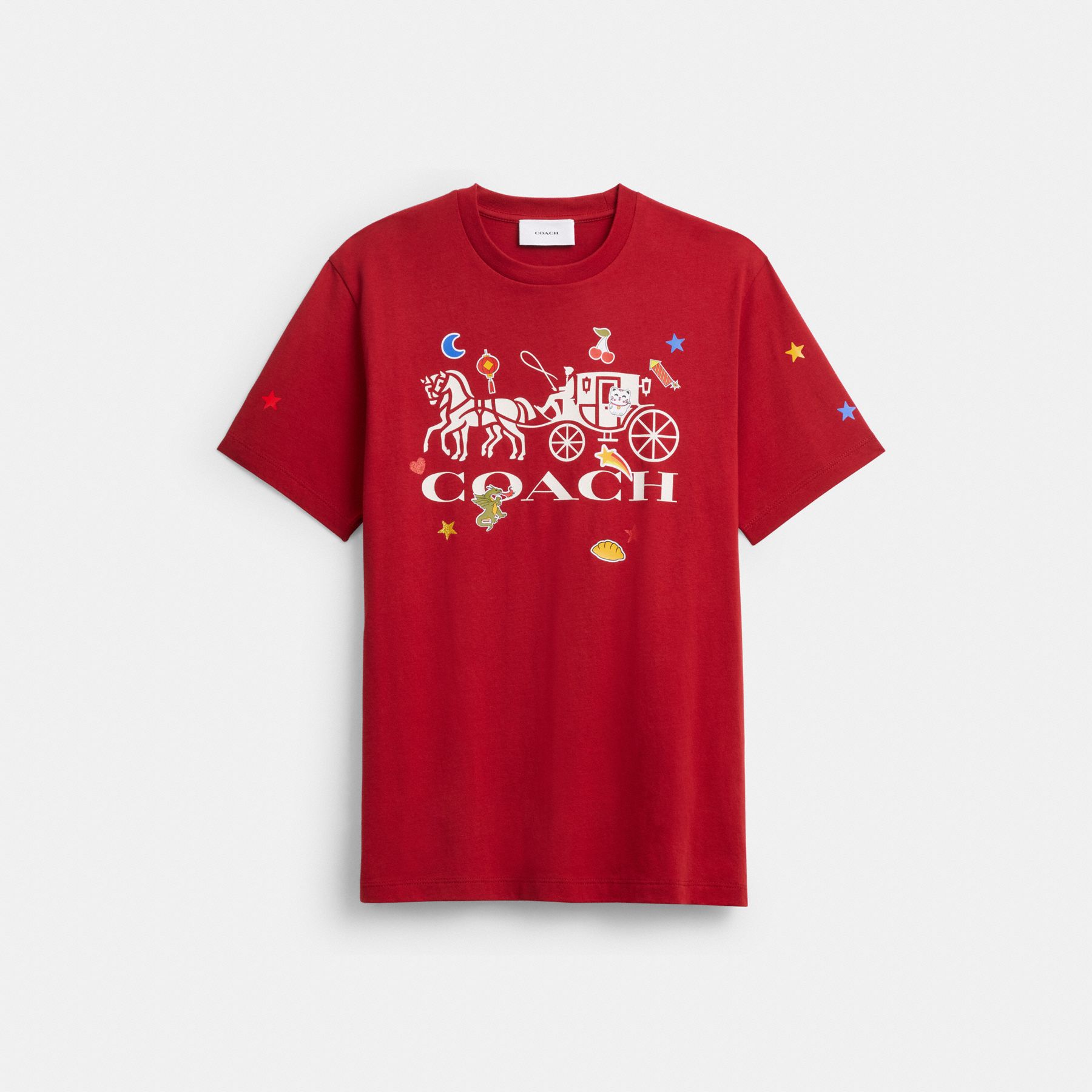 棉質馬車圖案貼紙圖案T 恤| COACH 官方網站Official page