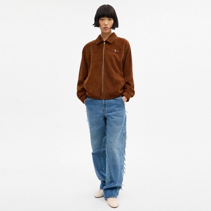 HERITAGE C 寬大型皮革 BOMBER 外套