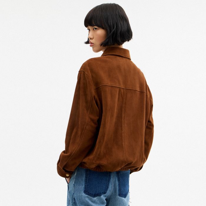 HERITAGE C 寬大型皮革 BOMBER 外套