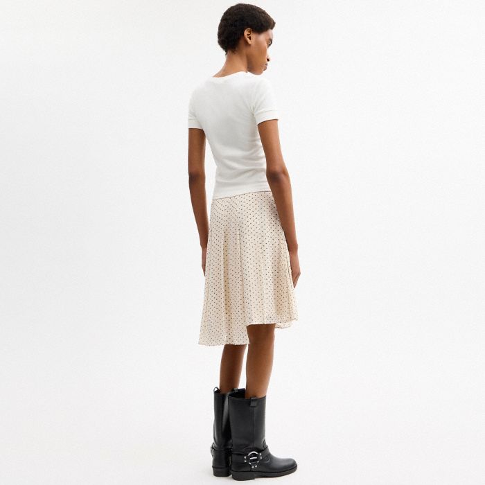 印花非對稱百褶裙