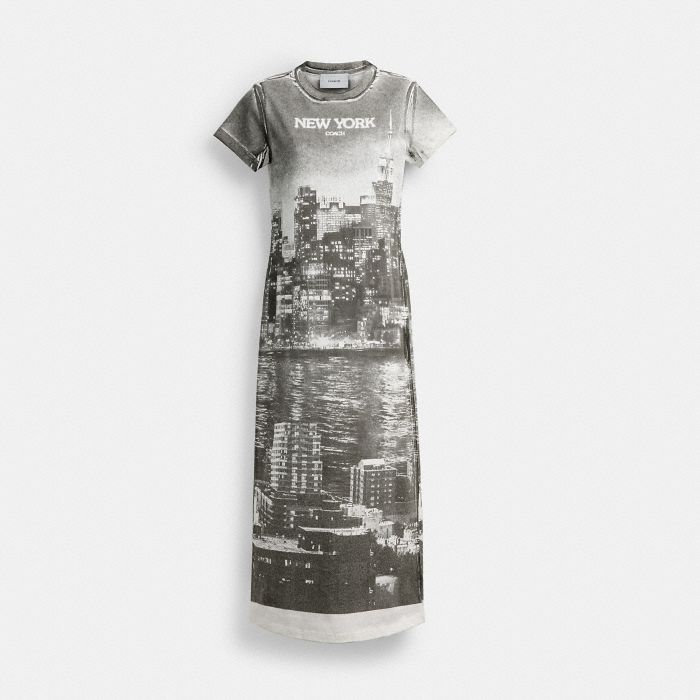 POSTCARD GRAPHIC T-SHIRT DRESS IN ORGANIC COTTON