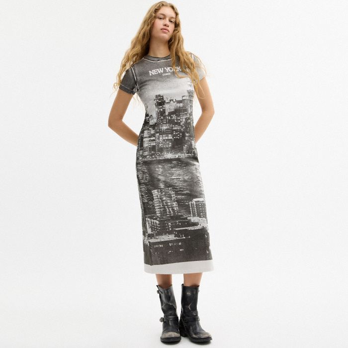 POSTCARD GRAPHIC T-SHIRT DRESS IN ORGANIC COTTON