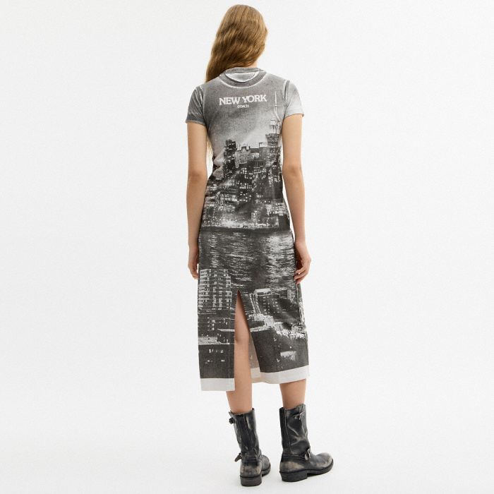 POSTCARD GRAPHIC T-SHIRT DRESS IN ORGANIC COTTON
