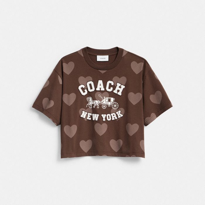 HORSE AND CARRIAGE HEART CROPPED T-SHIRT IN ORGANIC COTTON