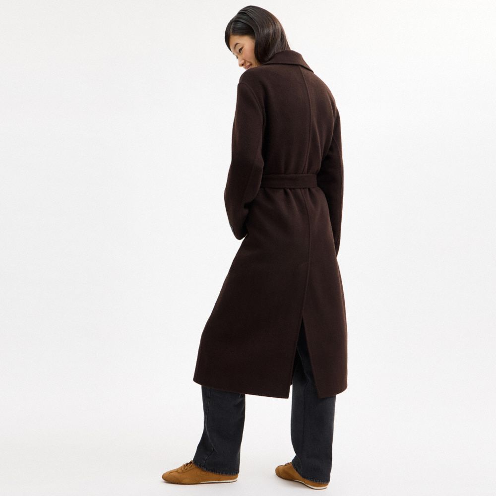 羊毛雙面皮帶大衣