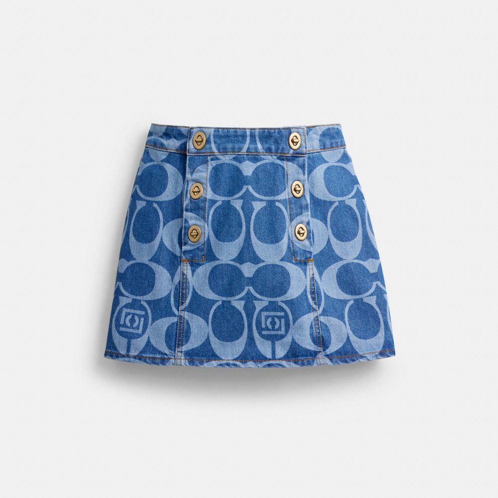 COACH CLOT 經典 SIGNATURE 丹寧布水手裙