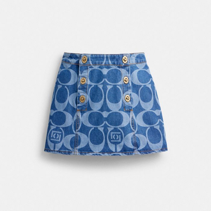 COACH CLOT 經典 SIGNATURE 丹寧布水手裙