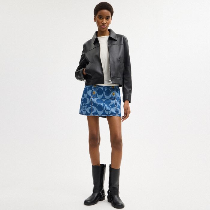 COACH CLOT 經典 SIGNATURE 丹寧布水手裙