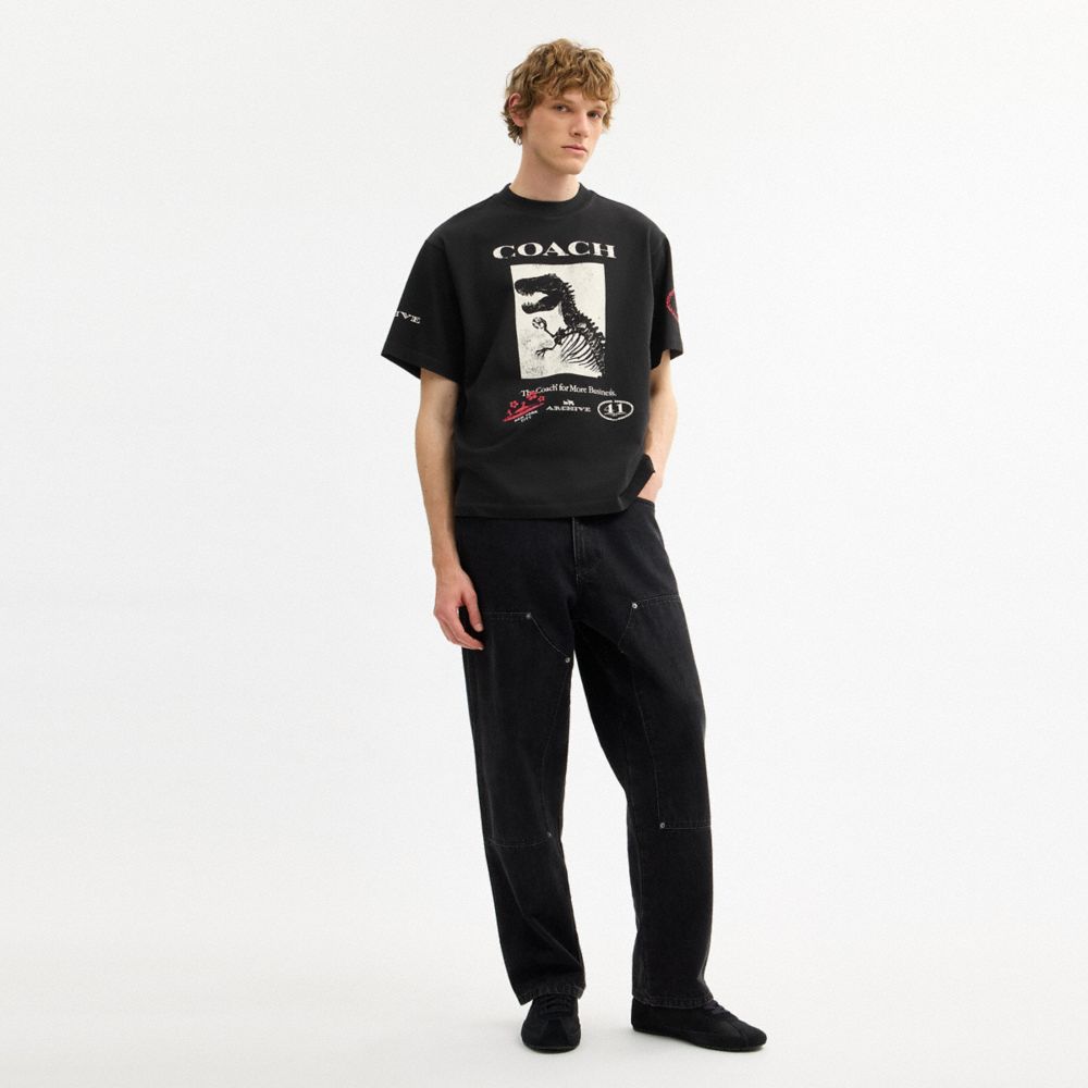 棉質恐龍拼貼圖案 T 恤