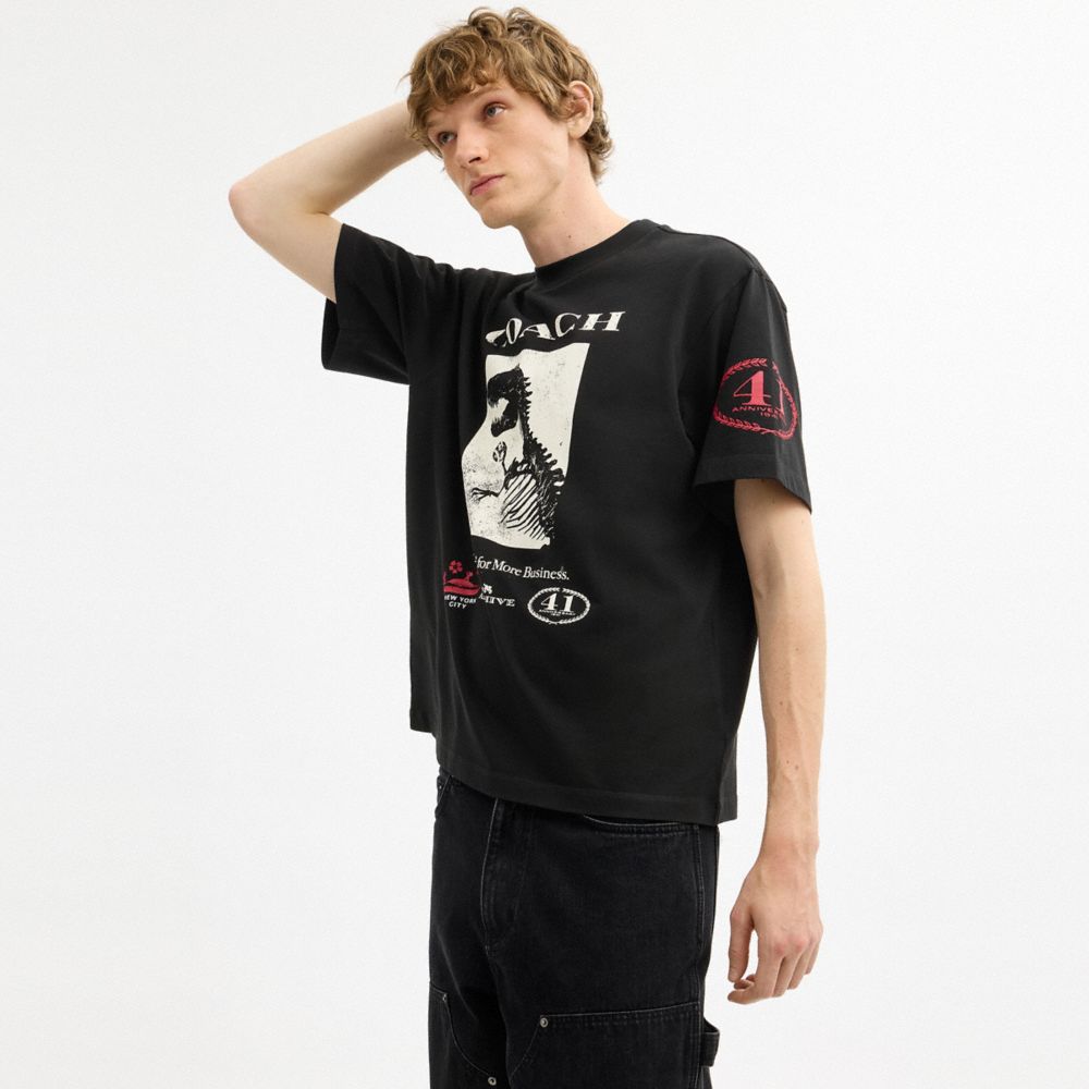 棉質恐龍拼貼圖案 T 恤