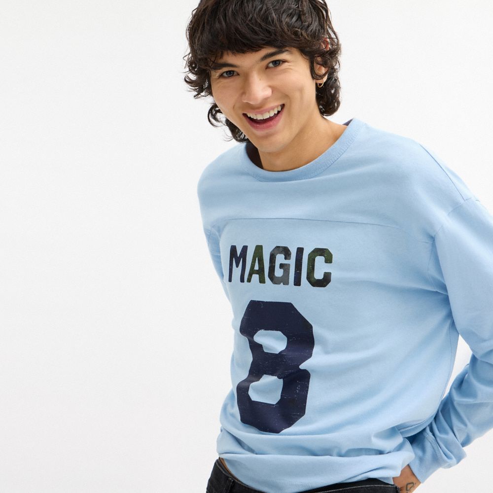 足球元素長袖休閒 T 恤