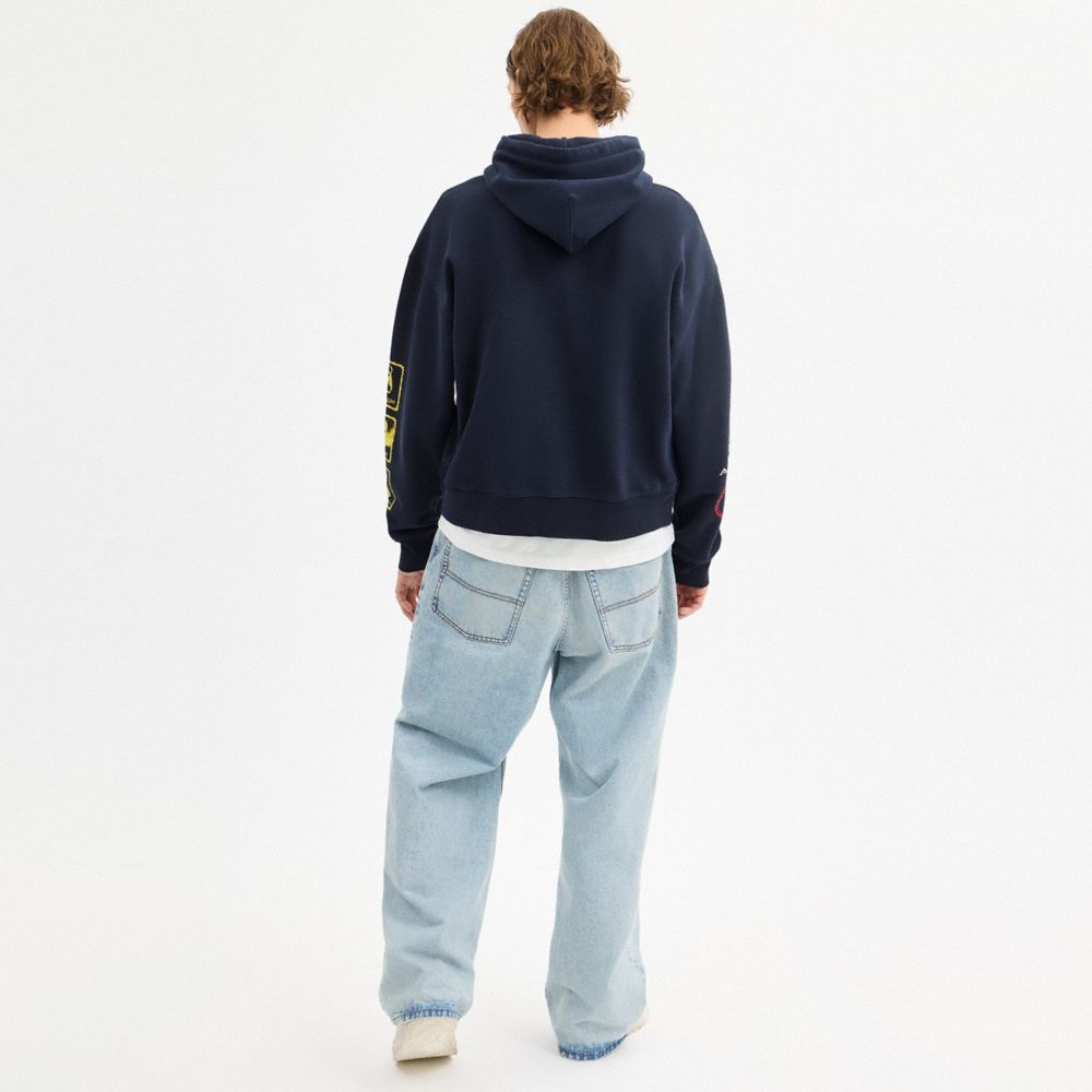 棉質恐龍拼貼圖案 T 恤休閒型連帽衫