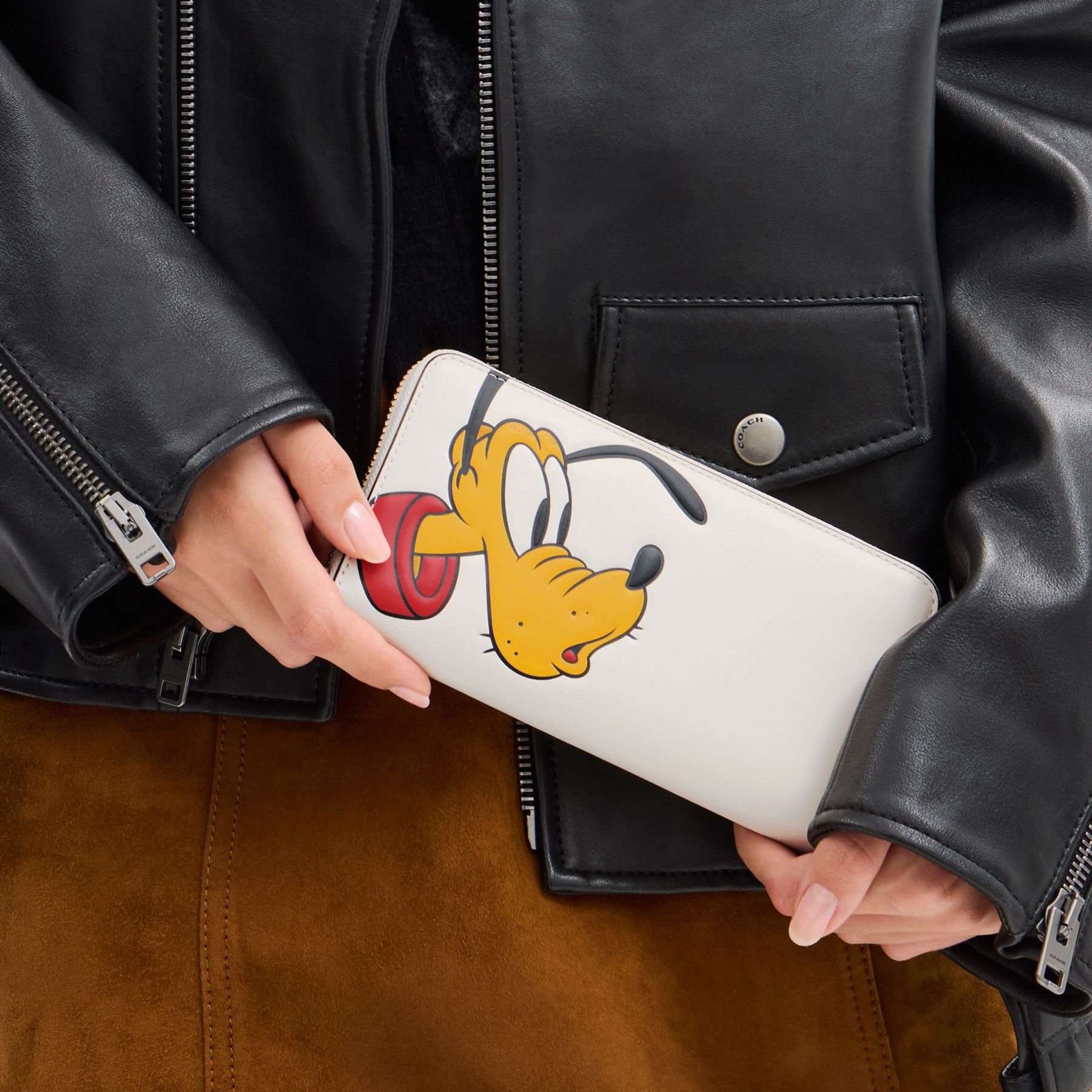 ESSENTIAL DISNEY X COACH 布魯托圖案風琴褶皮夾| COACH 官方網站