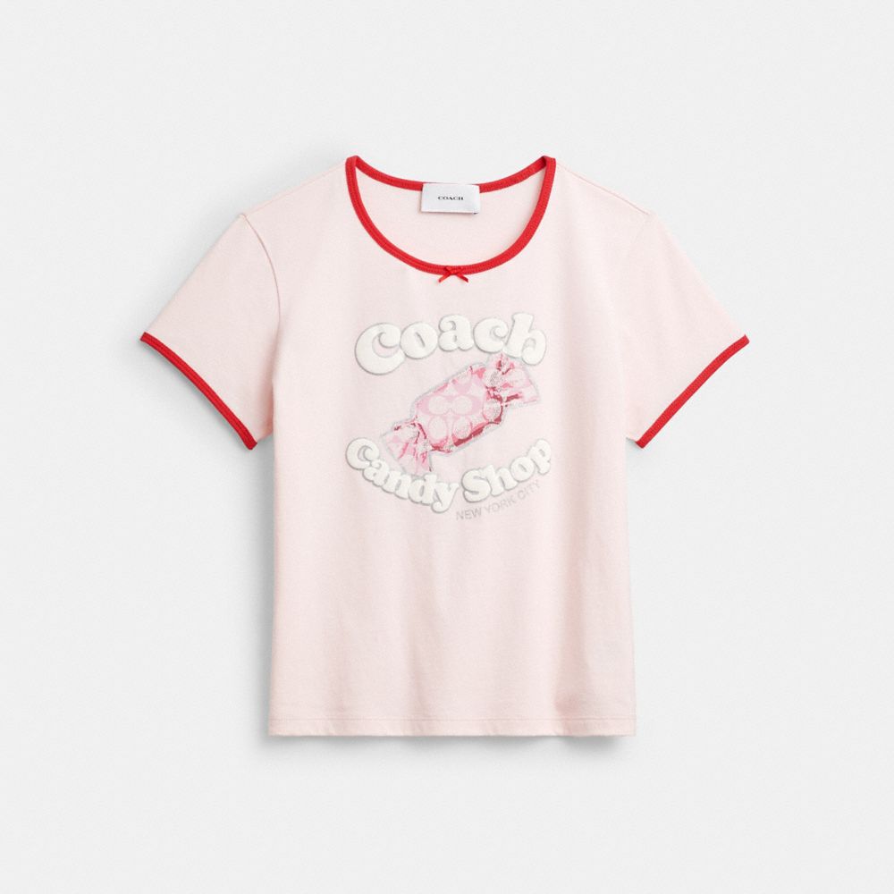 COACH CDM76 Candy Shop Scoop Neck T-shirt PINK/MULTI