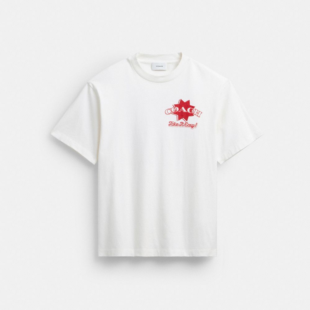 Pizza Relaxed T-Shirt In Organic Cotton - CDO96 - Vintage Ivory