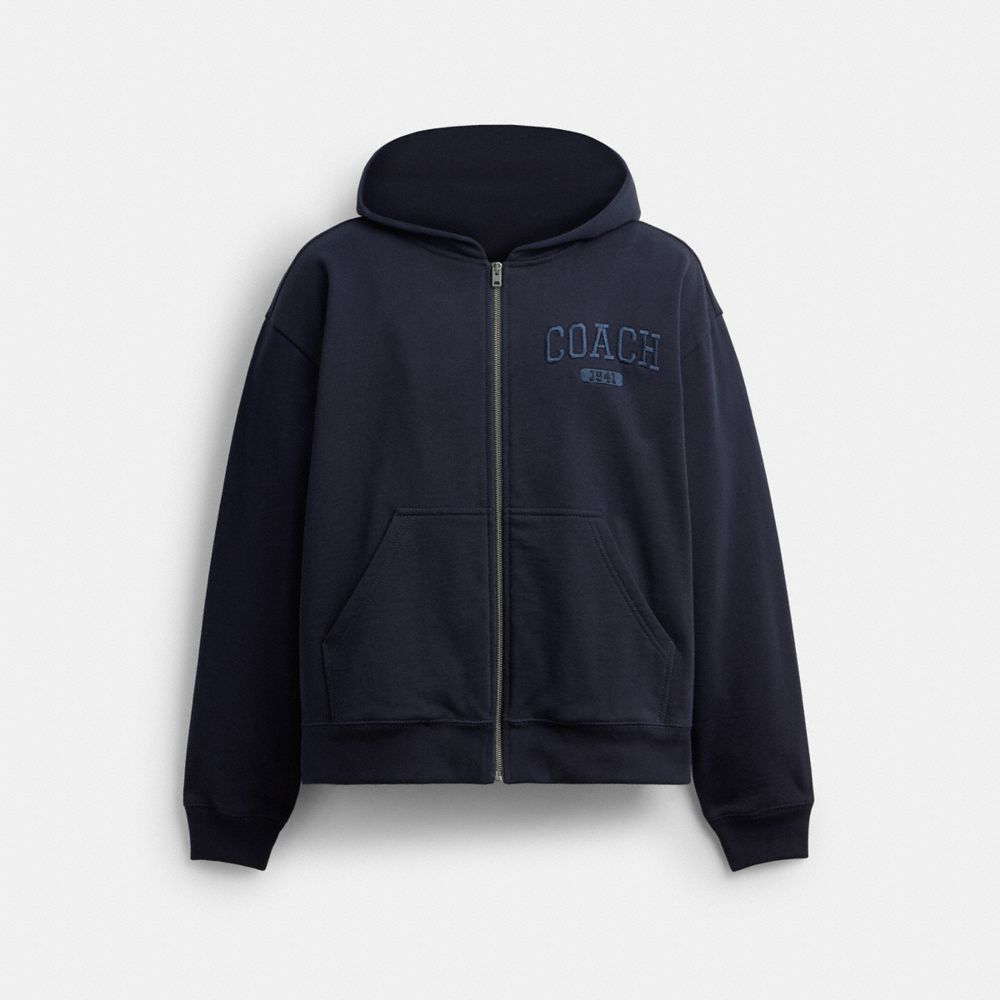 Boxy Full Zip Hoodie - CDP01 - Navy