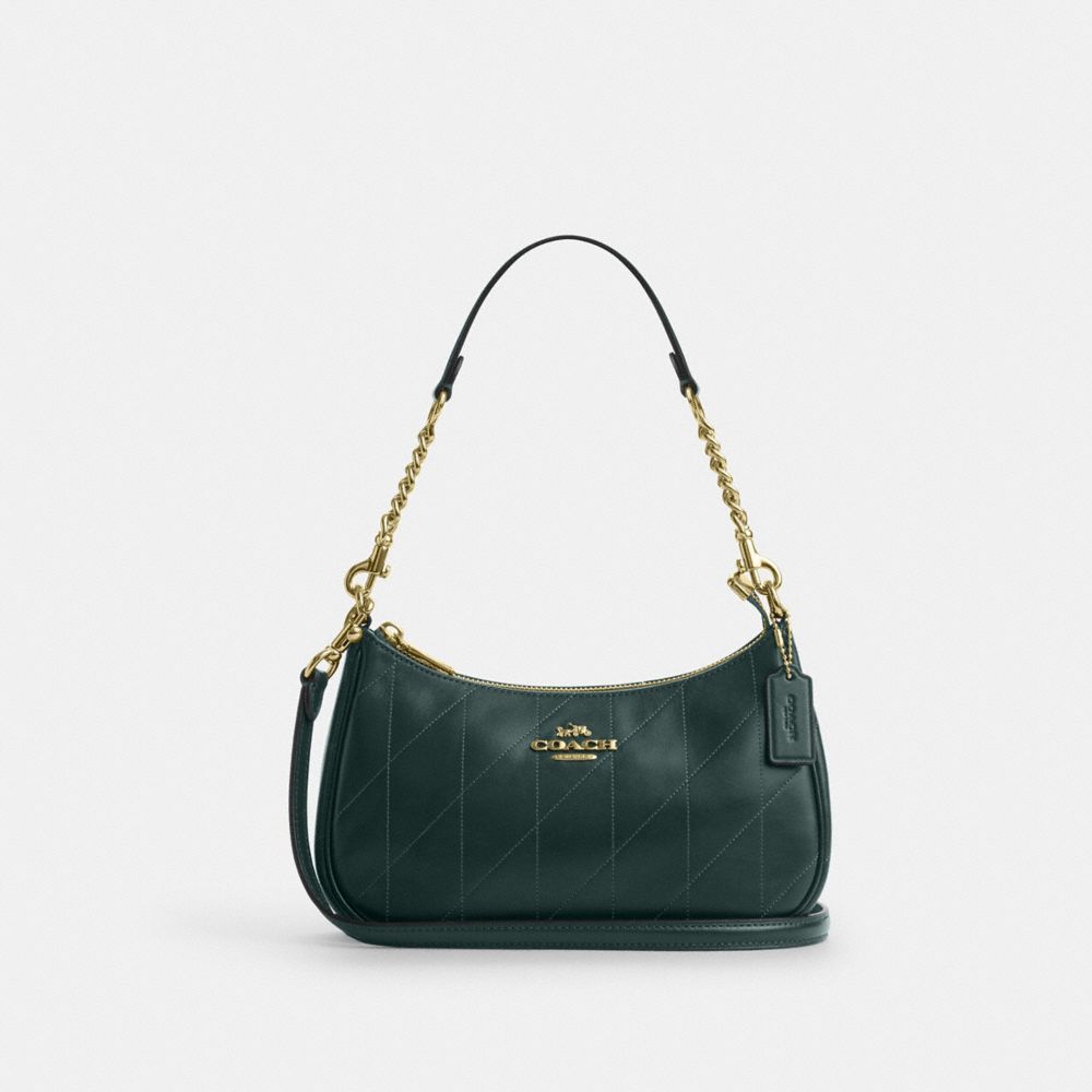 Teri Shoulder Bag With Quilting - CDP32 - Gold/Dark Teal