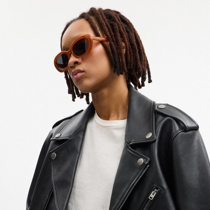 C 字飾件圓形框太陽眼鏡