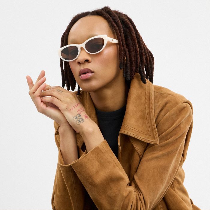 C 字飾件橢圓形貓眼框太陽眼鏡