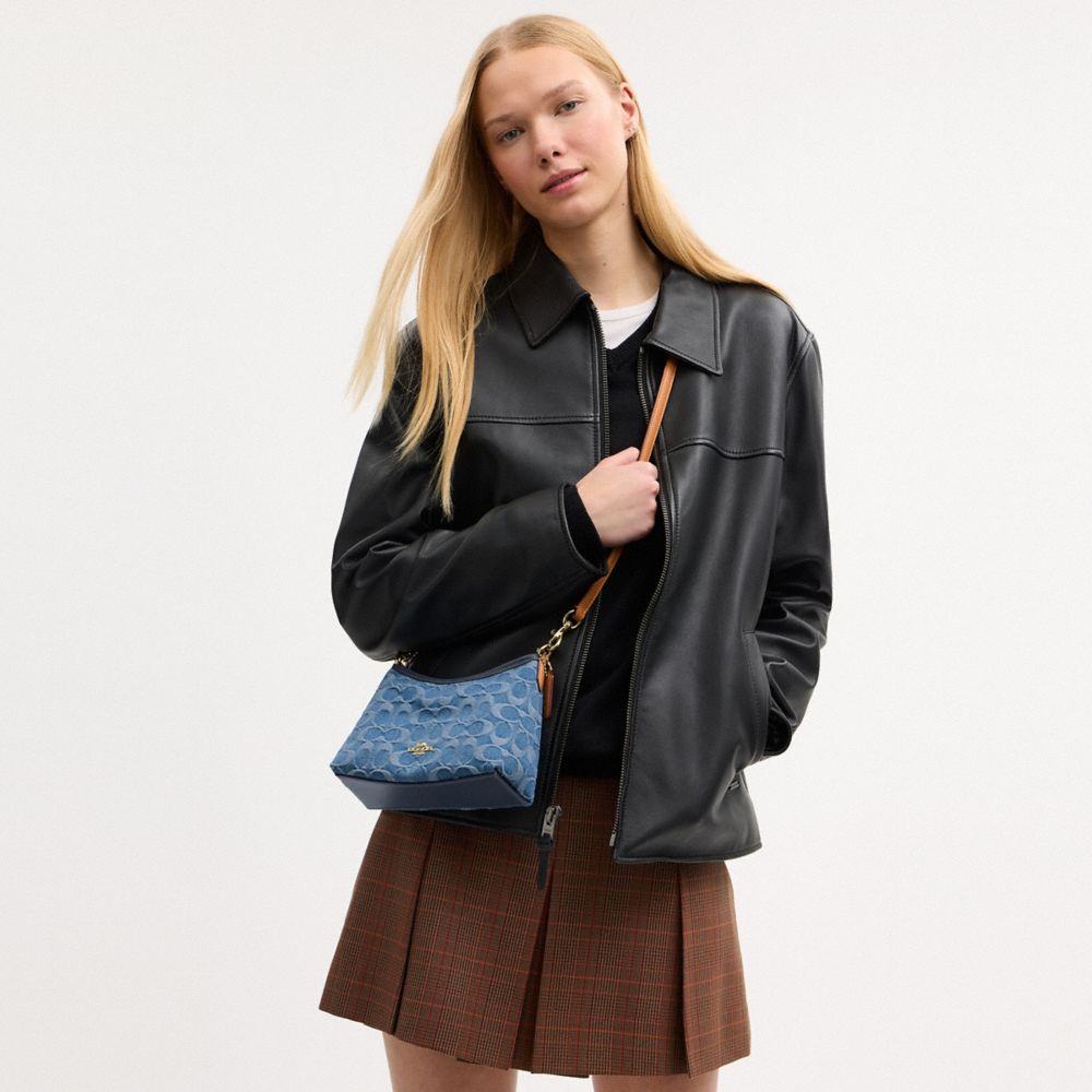 LAUREL SMALL SHOULDER BAG IN SIGNATURE DENIM