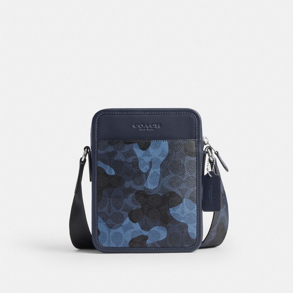 Sullivan Crossbody Bag In Signature Camo Print - CDR04 - Silver/Blue Multi