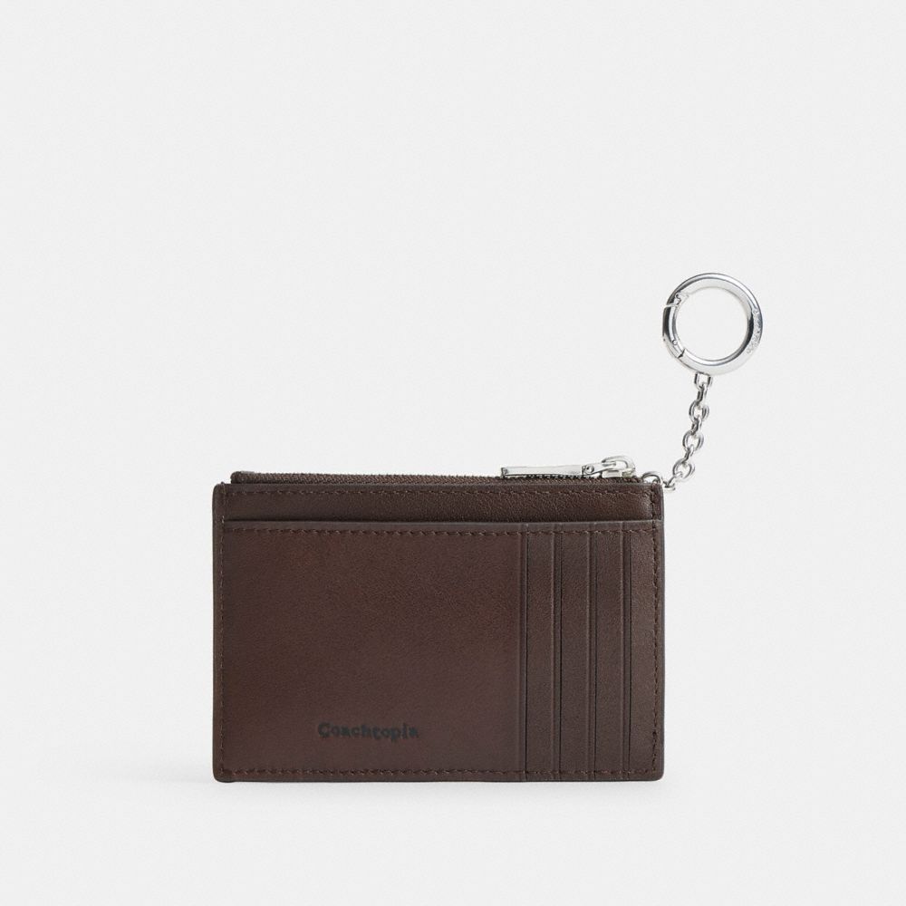 Zip Card Case With Key Ring In Upcrafted Leather