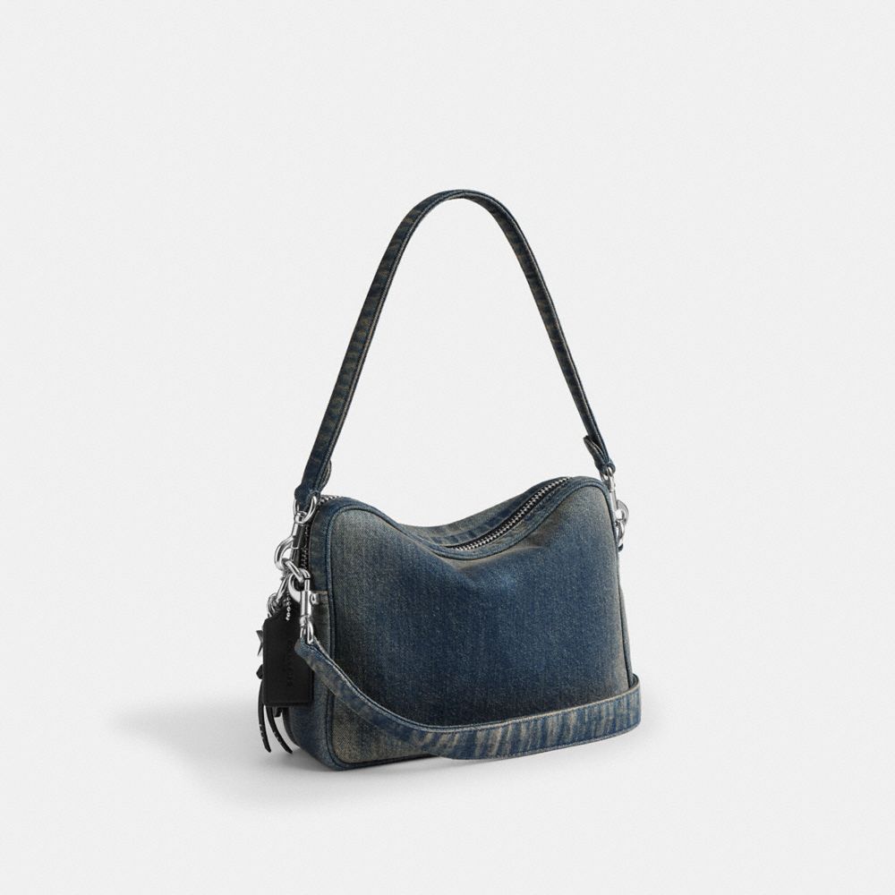 DAKOTA CROSSBODY BAG IN REGENERATIVE COTTON DENIM WITH CHARMS