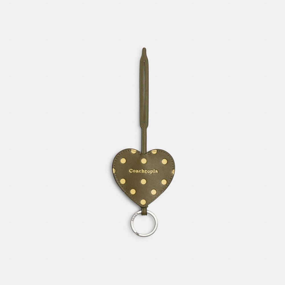 Heart Bag Charm With Key Ring In Upcrafted Leather