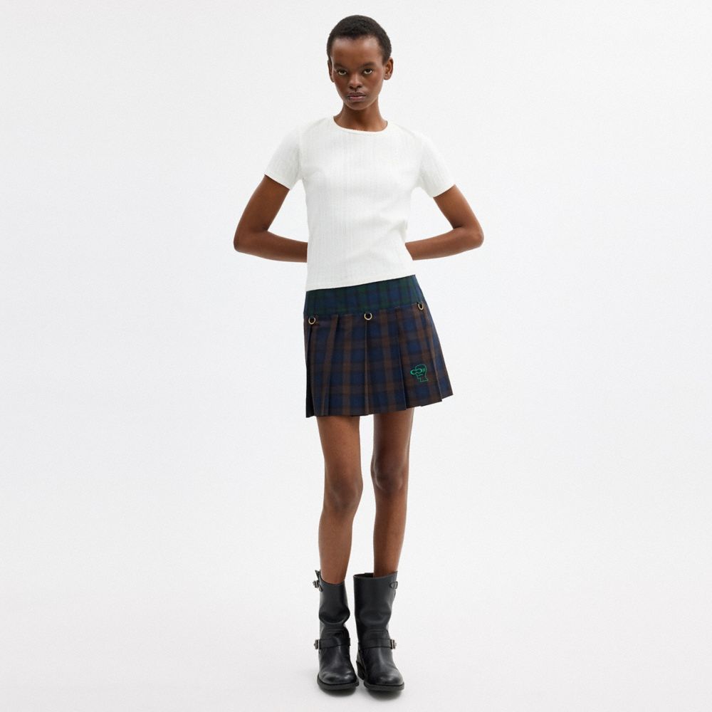 COACH | BRAIN DEAD MINI PLAID PLEATED SKIRT
