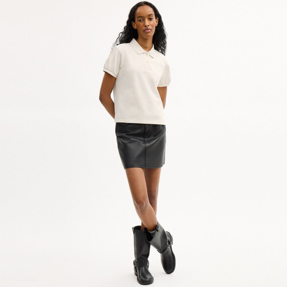 COACH SCRIPT SHRUNKEN POLO IN ORGANIC COTTON