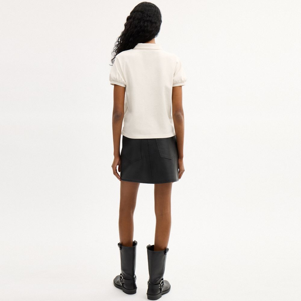 COACH SCRIPT SHRUNKEN POLO IN ORGANIC COTTON