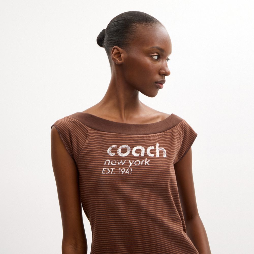 STRIPED WIDE NECK T-SHIRT IN ORGANIC COTTON