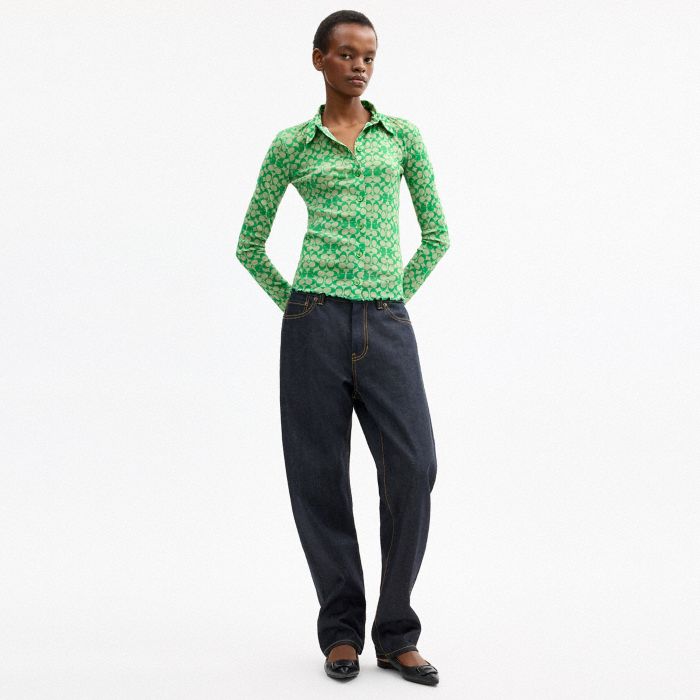 COACH | BRAIN DEAD PRINTED MESH BUTTON UP SHIRT
