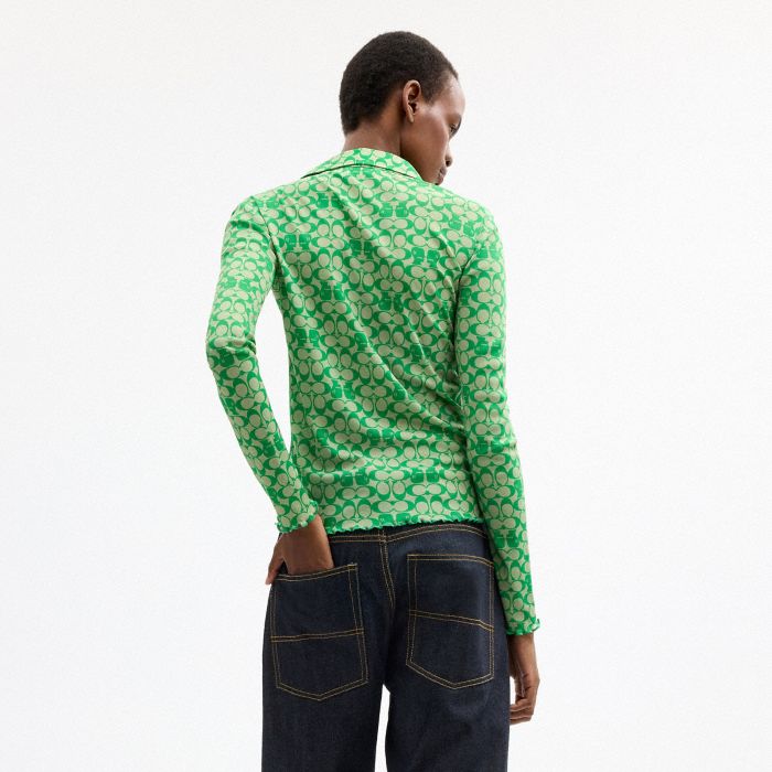COACH | BRAIN DEAD PRINTED MESH BUTTON UP SHIRT