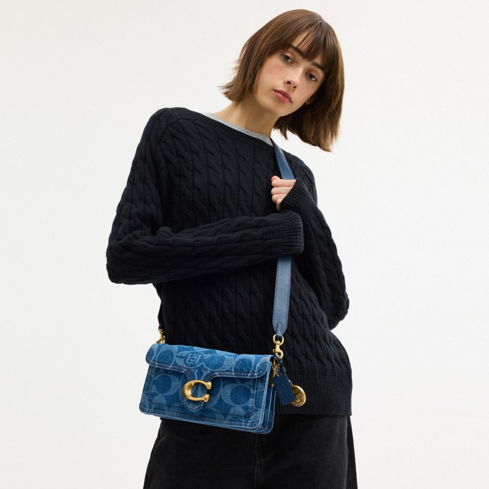 TABBY 經典 SIGNATURE 大號 丹寧布 COACH CLOT 26 單肩手袋