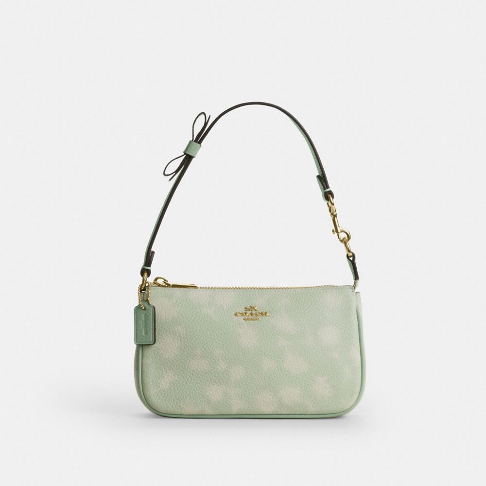 COACH CDW28 Nolita 19 With Floral Print And Bow Gold/Pale Green