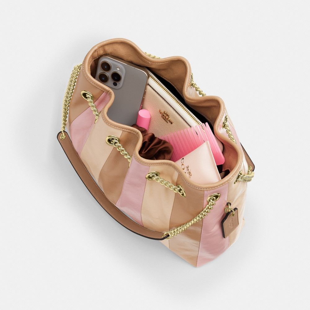 EVELYN SHOULDER BAG WITH STRIPED PATCHWORK