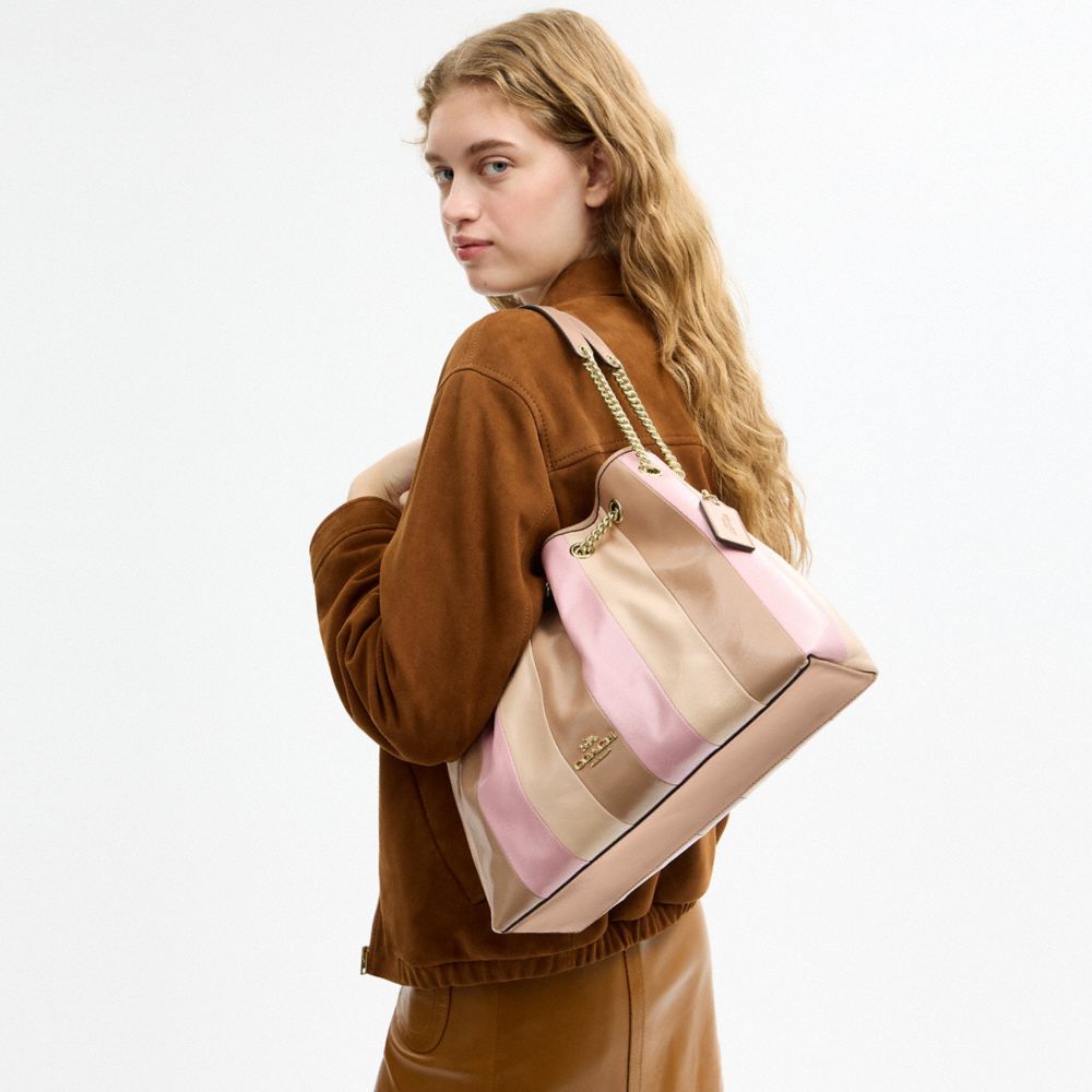 EVELYN SHOULDER BAG WITH STRIPED PATCHWORK