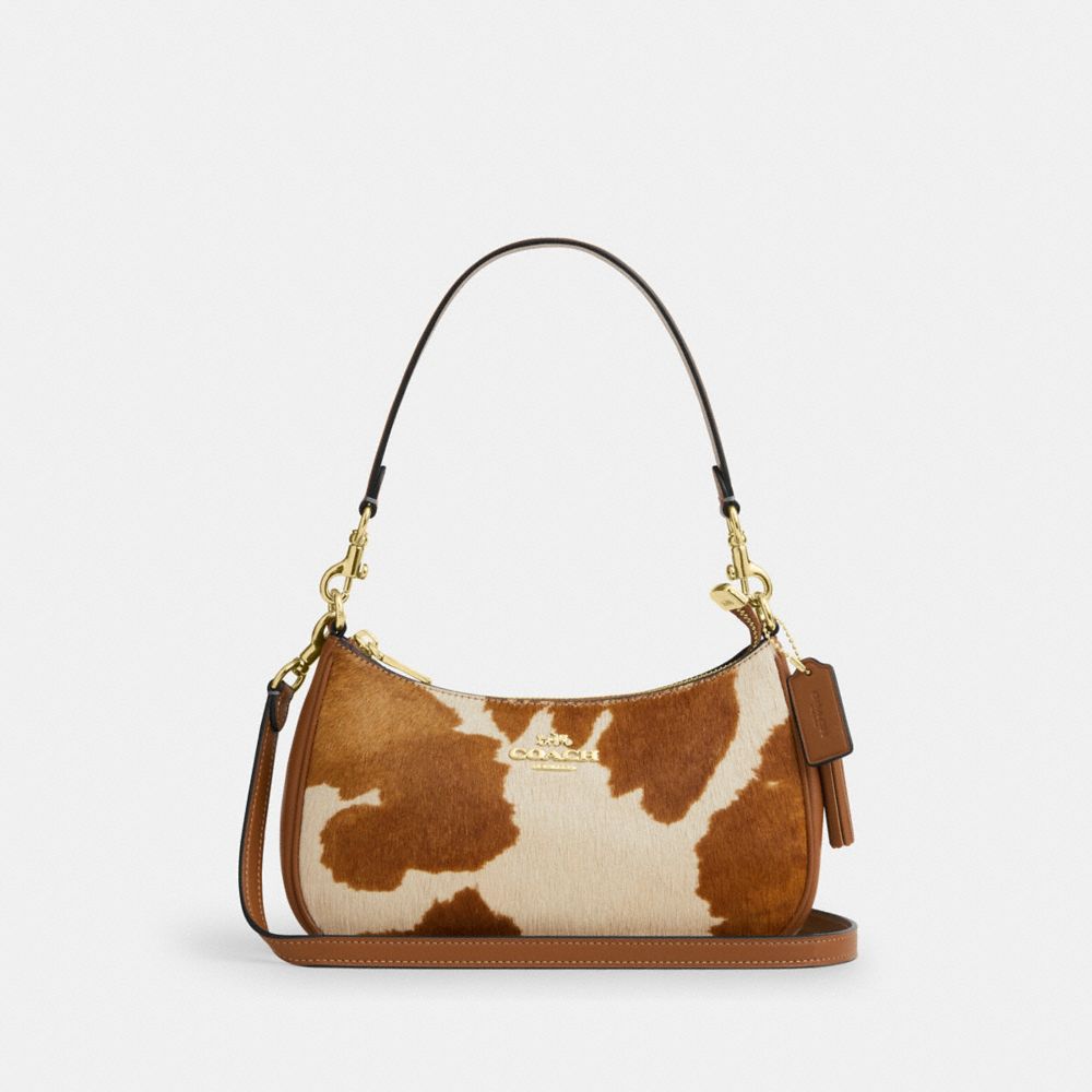 Teri Shoulder Bag In Haircalf With Cow Print - CDW45 - Gold/Cow Multi